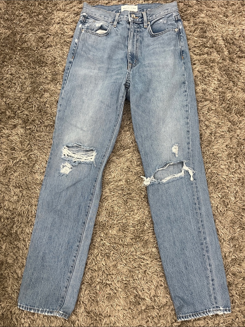 SLVRLAKE Light Blue Distressed Women's Straight Jeans